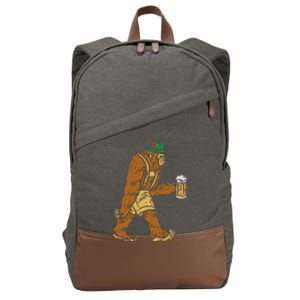 German Bigfoot Sasquatch Beer Lederhose Funny Oktoberfest Cotton Canvas Backpack