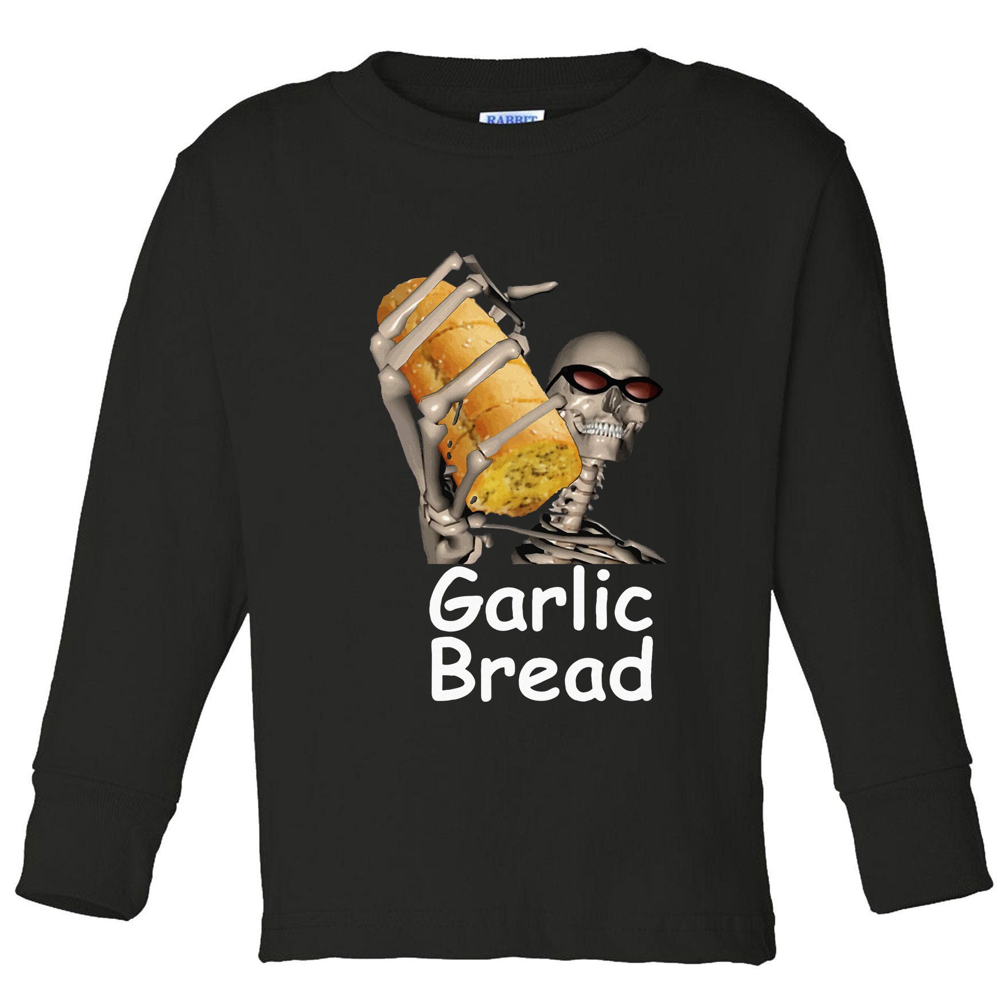 Garlic Bread Skeleton Funny Toddler Long Sleeve Shirt