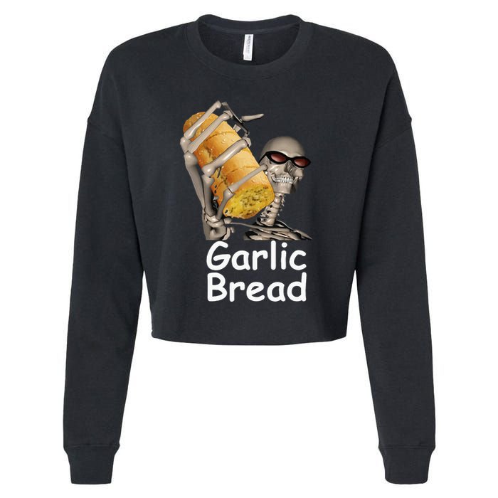 Garlic Bread Skeleton Funny Cropped Pullover Crew