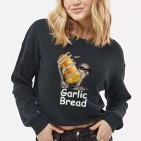 Garlic Bread Skeleton Funny Cropped Pullover Crew