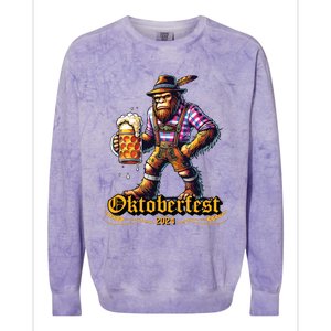 German Bigfoot Sasquatch Lederhose Funny Oktoberfest 2024 Colorblast Crewneck Sweatshirt