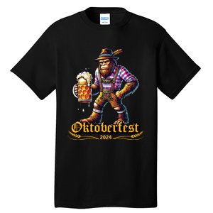 German Bigfoot Sasquatch Lederhose Funny Oktoberfest 2024 Tall T-Shirt