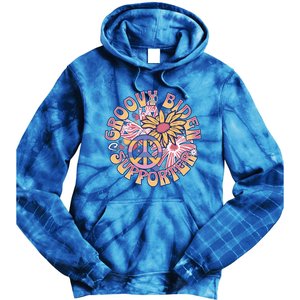 Groovy Biden Supporter Reelect President Retro Biden 2024 Gift Tie Dye Hoodie