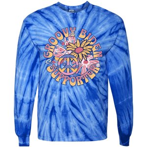 Groovy Biden Supporter Reelect President Retro Biden 2024 Gift Tie-Dye Long Sleeve Shirt