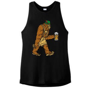 German Bigfoot Sasquatch Beer Lederhose Funny Oktoberfest Ladies PosiCharge Tri-Blend Wicking Tank