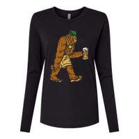 German Bigfoot Sasquatch Beer Lederhose Funny Oktoberfest Womens Cotton Relaxed Long Sleeve T-Shirt