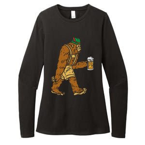 German Bigfoot Sasquatch Beer Lederhose Funny Oktoberfest Womens CVC Long Sleeve Shirt