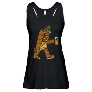 German Bigfoot Sasquatch Beer Lederhose Funny Oktoberfest Ladies Essential Flowy Tank