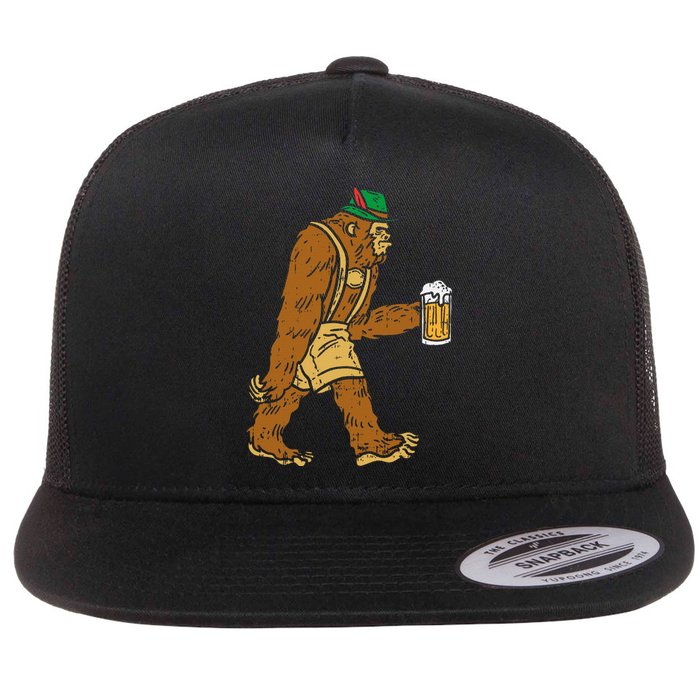 German Bigfoot Sasquatch Beer Lederhose Funny Oktoberfest Flat Bill Trucker Hat