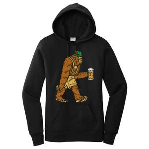 German Bigfoot Sasquatch Beer Lederhose Funny Oktoberfest Women's Pullover Hoodie