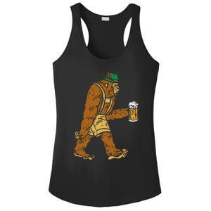 German Bigfoot Sasquatch Beer Lederhose Funny Oktoberfest Ladies PosiCharge Competitor Racerback Tank