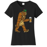 German Bigfoot Sasquatch Beer Lederhose Funny Oktoberfest Women's T-Shirt