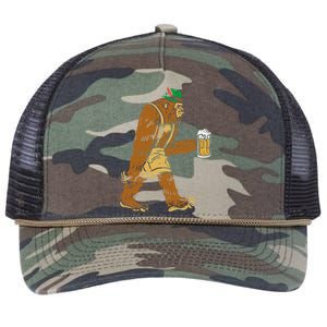 German Bigfoot Sasquatch Beer Lederhose Funny Oktoberfest Retro Rope Trucker Hat Cap