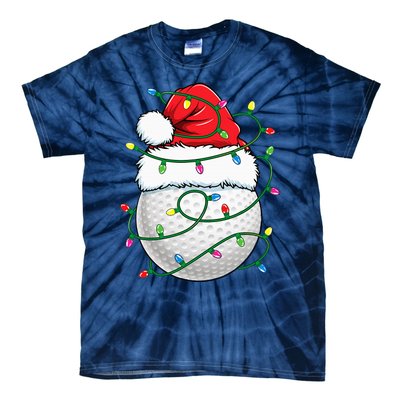 Golf Ball Santa Hat S Christmas Golfing Xmas Lights Tie-Dye T-Shirt