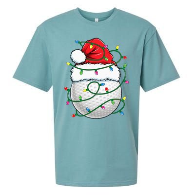 Golf Ball Santa Hat S Christmas Golfing Xmas Lights Sueded Cloud Jersey T-Shirt