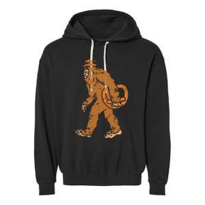 German Bigfoot Sasquatch Pretzel Funny Oktoberfest Garment-Dyed Fleece Hoodie