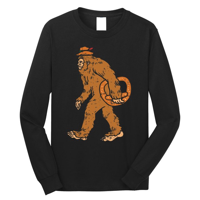 German Bigfoot Sasquatch Pretzel Funny Oktoberfest Long Sleeve Shirt