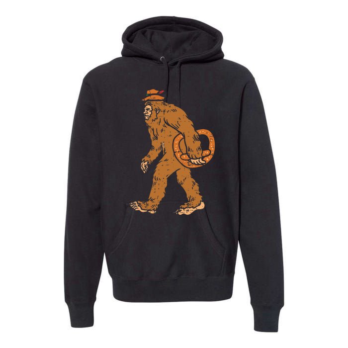 German Bigfoot Sasquatch Pretzel Funny Oktoberfest Premium Hoodie