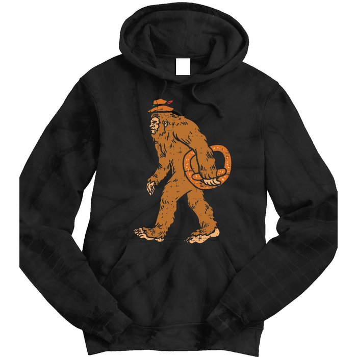 German Bigfoot Sasquatch Pretzel Funny Oktoberfest Tie Dye Hoodie