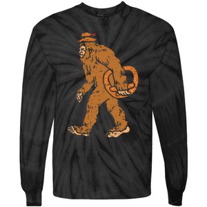 German Bigfoot Sasquatch Pretzel Funny Oktoberfest Tie-Dye Long Sleeve Shirt