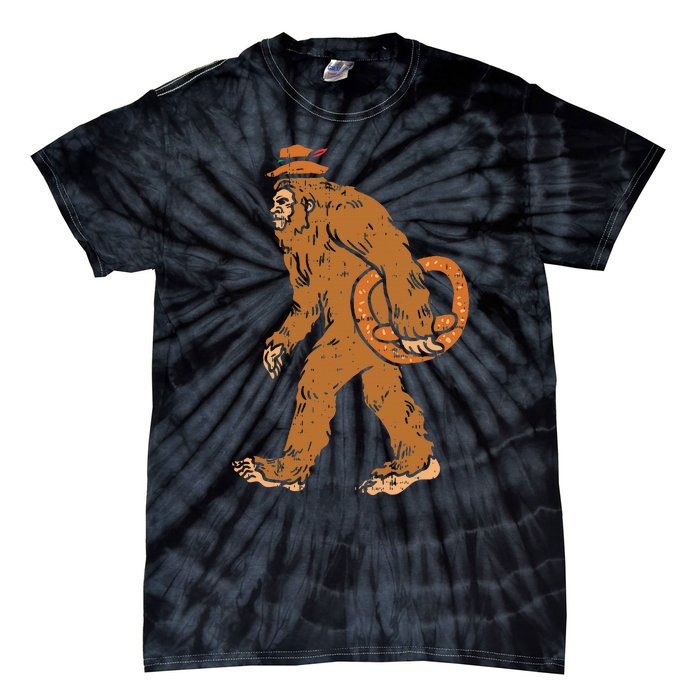 German Bigfoot Sasquatch Pretzel Funny Oktoberfest Tie-Dye T-Shirt