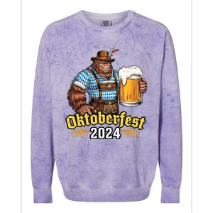 German Bigfoot Sasquatch Lederhose Funny Oktoberfest 2024 Colorblast Crewneck Sweatshirt