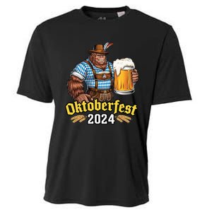 German Bigfoot Sasquatch Lederhose Funny Oktoberfest 2024 Cooling Performance Crew T-Shirt