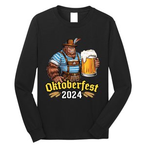 German Bigfoot Sasquatch Lederhose Funny Oktoberfest 2024 Long Sleeve Shirt