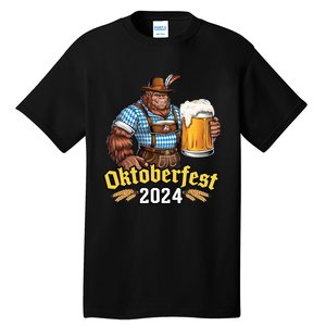 German Bigfoot Sasquatch Lederhose Funny Oktoberfest 2024 Tall T-Shirt