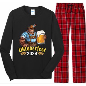 German Bigfoot Sasquatch Lederhose Funny Oktoberfest 2024 Long Sleeve Pajama Set