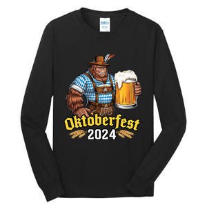 German Bigfoot Sasquatch Lederhose Funny Oktoberfest 2024 Tall Long Sleeve T-Shirt