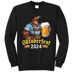 German Bigfoot Sasquatch Lederhose Funny Oktoberfest 2024 Tall Sweatshirt