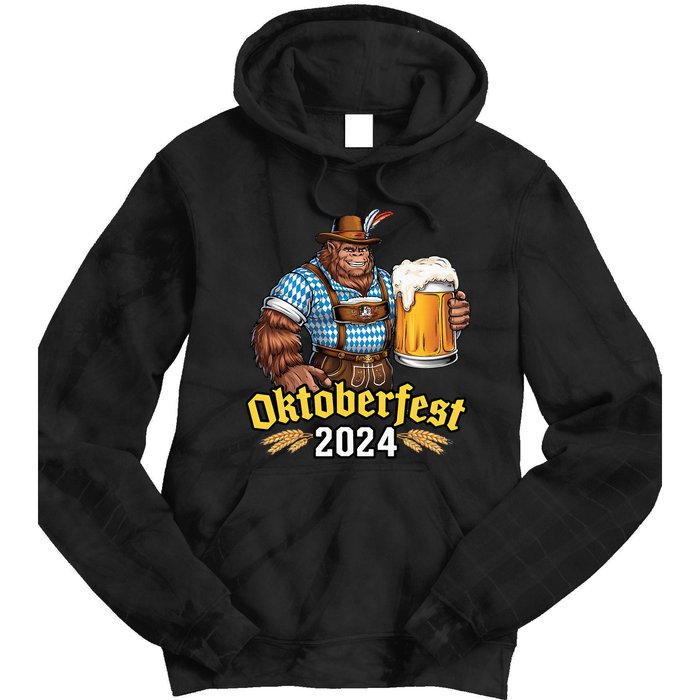 German Bigfoot Sasquatch Lederhose Funny Oktoberfest 2024 Tie Dye Hoodie