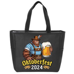 German Bigfoot Sasquatch Lederhose Funny Oktoberfest 2024 Zip Tote Bag