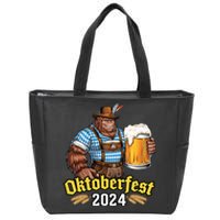 German Bigfoot Sasquatch Lederhose Funny Oktoberfest 2024 Zip Tote Bag