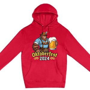 German Bigfoot Sasquatch Lederhose Funny Oktoberfest 2024 Premium Pullover Hoodie