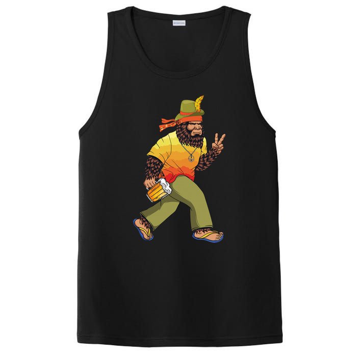 German Bigfoot Sasquatch Beer Lederhose Funny Oktoberfest PosiCharge Competitor Tank