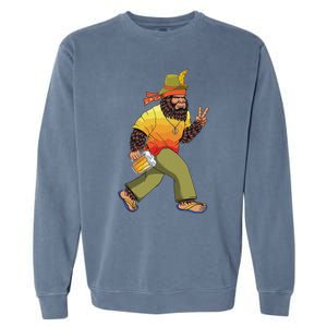 German Bigfoot Sasquatch Beer Lederhose Funny Oktoberfest Garment-Dyed Sweatshirt