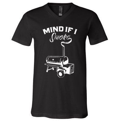 Grilling Bbq Smoker Food Lover Grill Mind If I Smoke Gift V-Neck T-Shirt