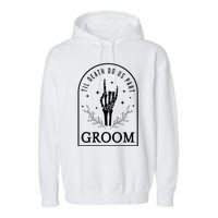 Groom Bride Skeleton Gothic Halloween Engagement Wedding Garment-Dyed Fleece Hoodie