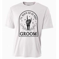 Groom Bride Skeleton Gothic Halloween Engagement Wedding Cooling Performance Crew T-Shirt