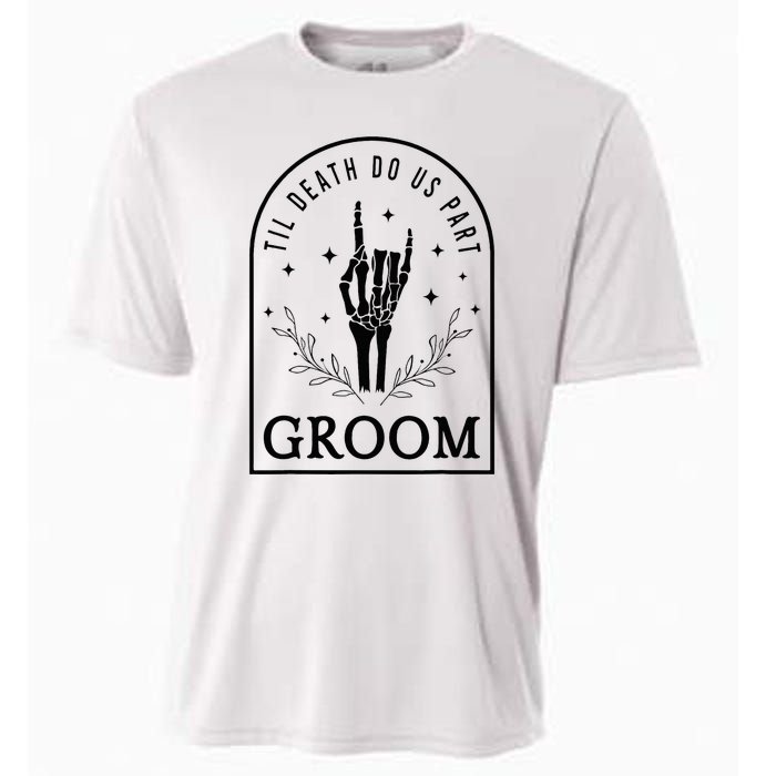 Groom Bride Skeleton Gothic Halloween Engagement Wedding Cooling Performance Crew T-Shirt