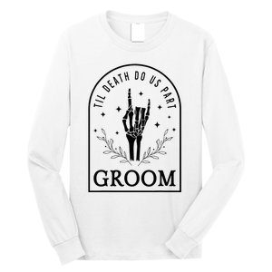 Groom Bride Skeleton Gothic Halloween Engagement Wedding Long Sleeve Shirt