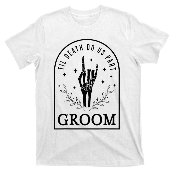 Groom Bride Skeleton Gothic Halloween Engagement Wedding T-Shirt