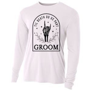 Groom Bride Skeleton Gothic Halloween Engagement Wedding Cooling Performance Long Sleeve Crew