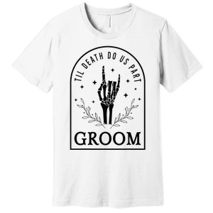 Groom Bride Skeleton Gothic Halloween Engagement Wedding Premium T-Shirt