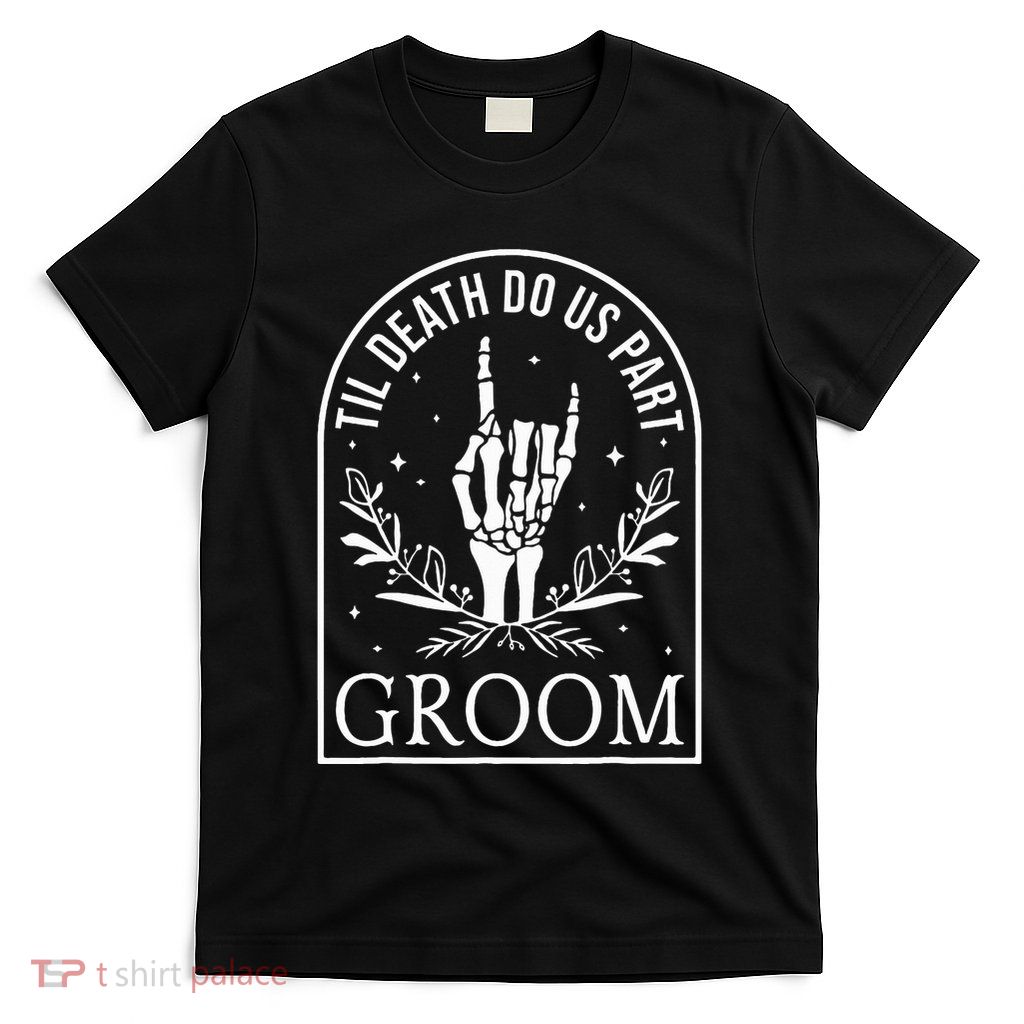 Groom Bride Skeleton Gothic Halloween Engagement Wedding T-Shirt