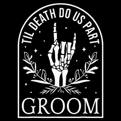 Groom Bride Skeleton Gothic Halloween Engagement Wedding T-Shirt