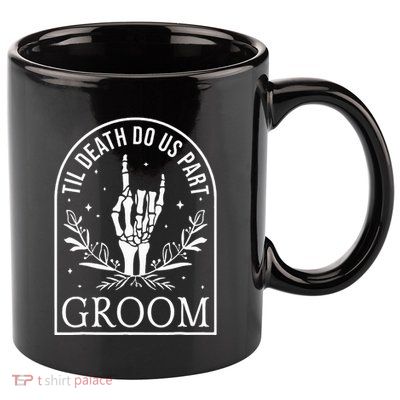 Groom Bride Skeleton Gothic Halloween Engagement Wedding 11oz C Handle Ceramic Mug