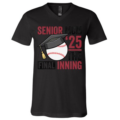 Graduation Baseball Senior Mom 2025 Graduate Final Inning V-Neck T-Shirt